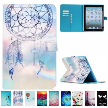 

Cute Print Cover For Apple iPad 2/3/4 Case Beautiful For iPad3 Stand PU Leather tablet Bag Magnetic Smart Shell Case Wallet