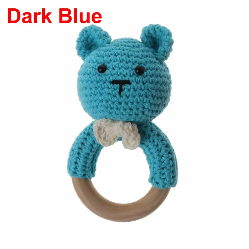 Dark Blue Прорезыватель для зубов из натурального дерева, кольцо для прорезывания зубов, Органическая погремушка, игрушки 19QF - Цвет: Dark Blue
