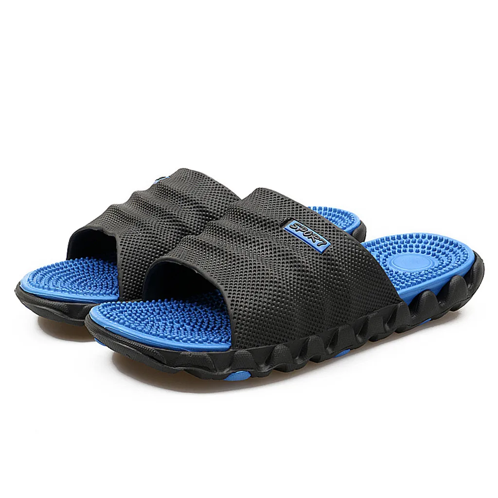 SAGACE/Мужская обувь для отдыха; Массажная одежда для здоровья; нескользящая пляжная обувь; массажер для ног; Повседневные тапочки на мягкой подошве;#45 - Цвет: Blue