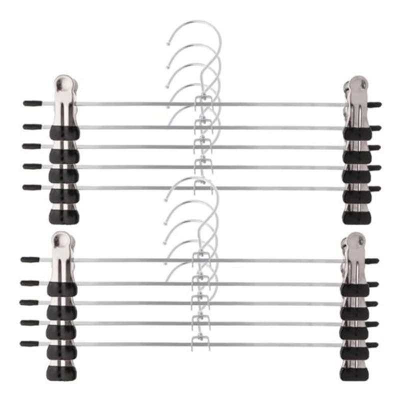 

10pcs Set Stainless Steel Trouser Pants Clothes Hangers Stand Holder Household
