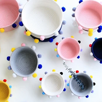 

INS Style Cotton Rope Storage Basket Sundries Underwear Toy Storage Box Cosmetic Organizer Stationery Container Laundry Basket