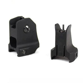 

Adjustable Flip Up Front Rear Iron Sight Fit For 20mm Rail Set Rapid Transition For A2 Mil Spec Low Profile For Hunting Rifle