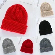 Зимняя новая мужская женская модная шапка, вязанные шапочки горрос, лыжная вязаная шапка, Женская однотонная шапка в стиле хип-хоп для мальчиков и девочек