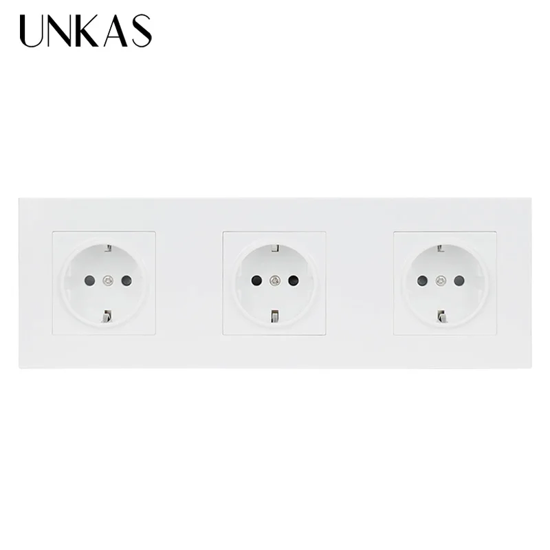 Тройная Розетка UNKAS Белая настенная панель из поликарбоната 258 х86 мм с