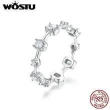 WOSTU круглое квадратное циркониевое кольцо 925 пробы Серебряное обручальное кольцо для женщин обручальное серебряное 925 ювелирное изделие CQR531