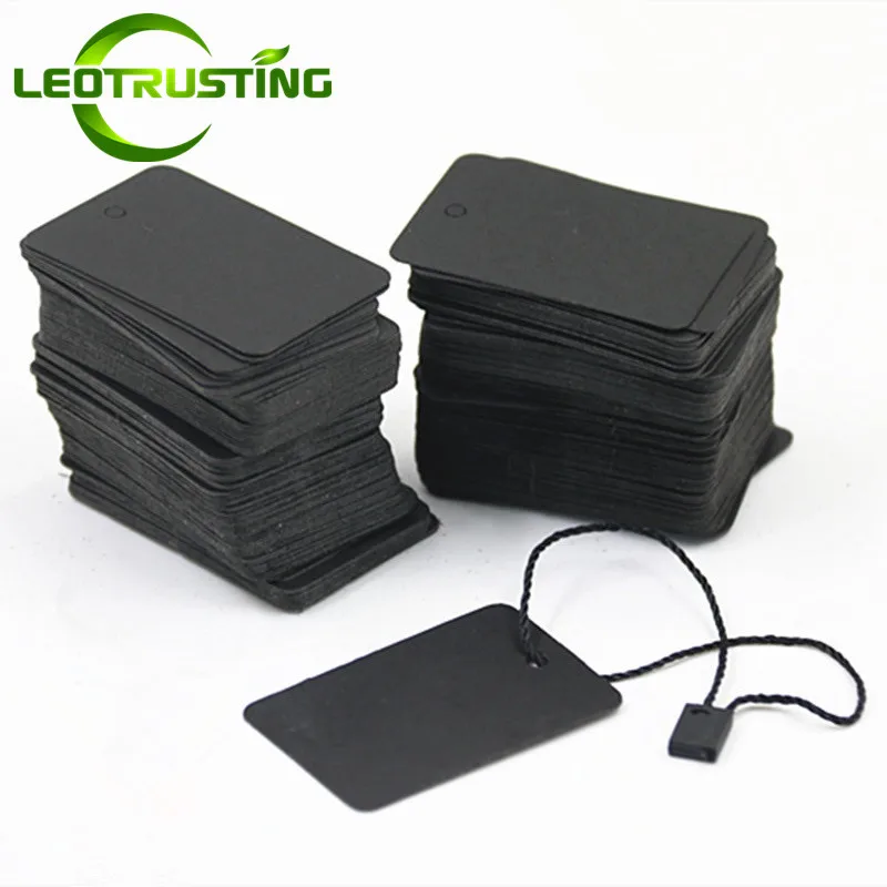Price Tags Gift Label Tags Handmade Tags 100pcs 350gsm Black Paper DIY Blank Cardboard Handmade Party Birthday Wedding Christmas Gifts Flowers Box Bottles Labels Tags