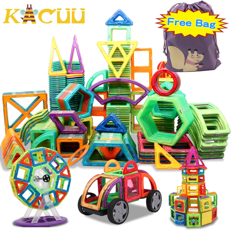 

Free Bag Big Size Magnetic Designer Construction Set Model & Building Toy Magnets Magnetic Blocks Educational Toys For Children