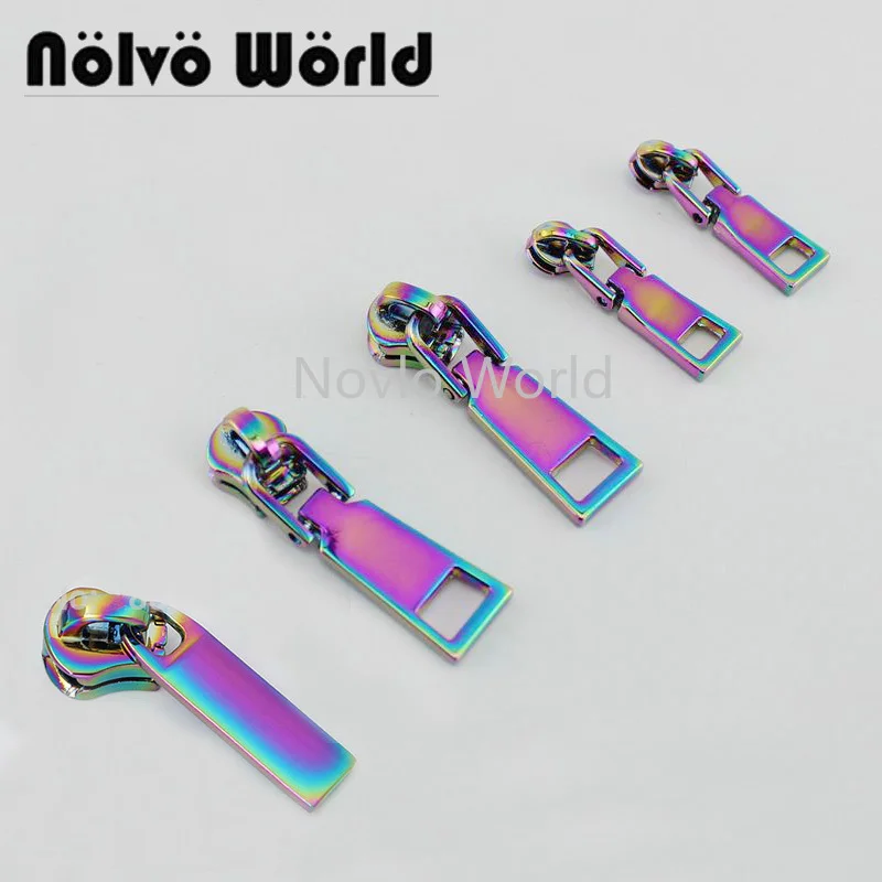 Nolvo World 5 20 100 шт. Радужный металлический слайдер на молнии с вытяжной головкой # металлические зубья