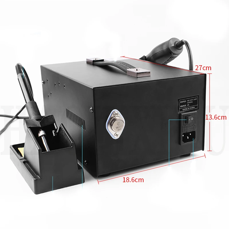Saike 909D Тепловая пушка станция для распайки многофункциональная паяльная 3 в 1 с