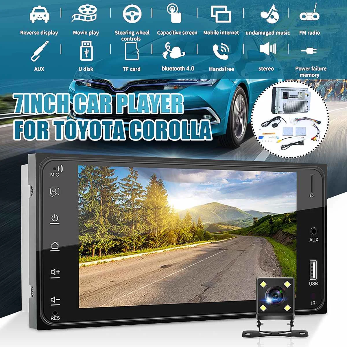 

2 din Android 8.1 Auto Car Multimedia Player Autoradio Stereo Radio Rear View Camera for Toyota Corolla RAV4 VIOS CROWN CAMRY