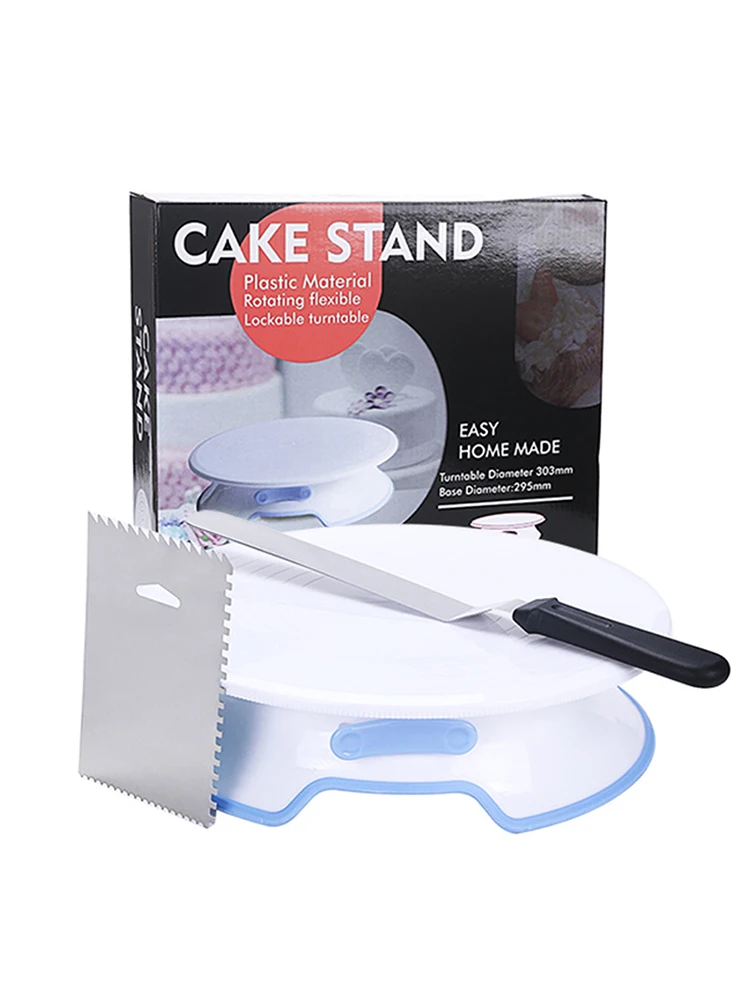  Cake Making Turntable Scraper Spatula Rotating Cake Turntable With Spatula And Icing Smoother Bakin