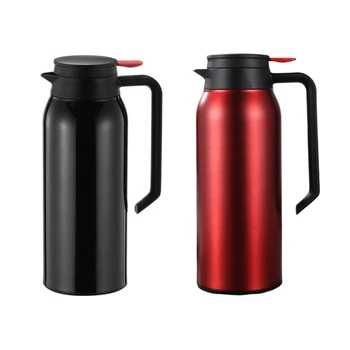 

2 Pcs Stainless Steel Vacuum Flask Thermal Jug Portable Hot Water Pitcher 1.5L Double Wall Insulated Bottle, Black & Red