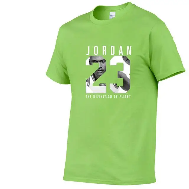 Новая брендовая одежда Jordan 23 Мужская футболка Swag Хлопковая мужская футболка с принтом Homme fitness Camisetas хип-хоп Футболка - Цвет: Light green 76