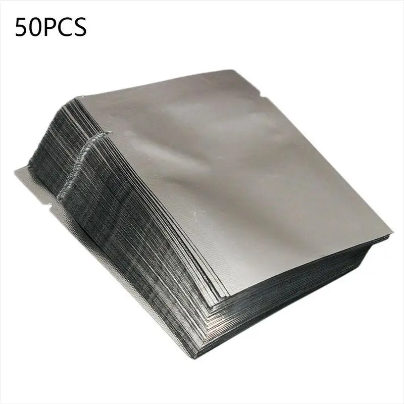 50pcs/pack 6*8cm Aluminum Foil Packaging Bag Ziplock Bag Vacuum Flat Bottom Foil Bag Nut Food Sealed Bag Kitchen Tools