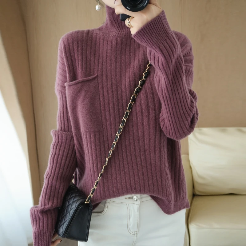 

adohon 2020 woman winter 100% Cashmere sweaters autumn knitted Pullovers High Quality Warm Female thickening Turtleneck