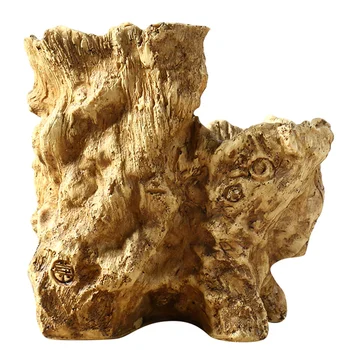 

Simulation Tree Root Flower Pot Resin Desktop Bonsai Pot Plant Container Micro Landscape Ornament Decoration (Yellow)