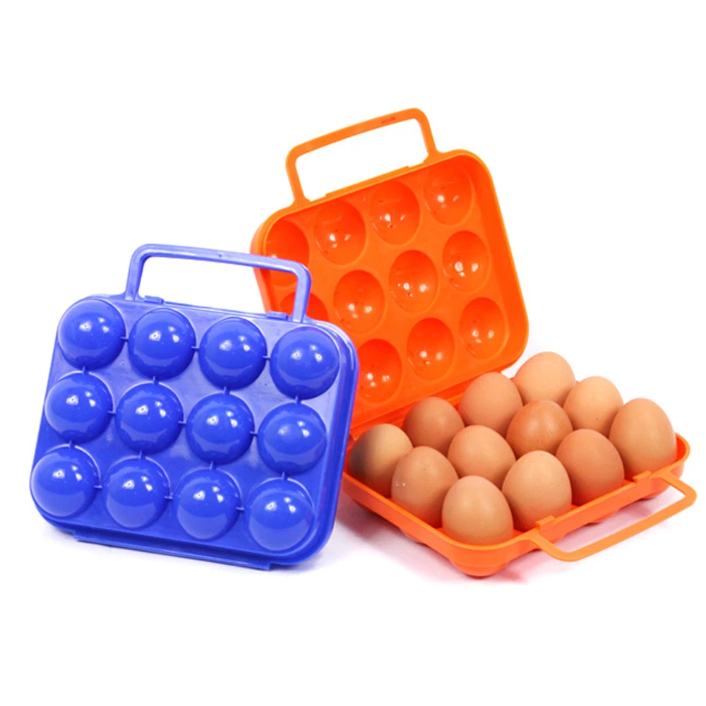 

Guaranteed 100% New Plastic Storage Box 12 Holes with Portable Handle Organizer Egg Carton Camping Picnic BBQ Shockproof Food C