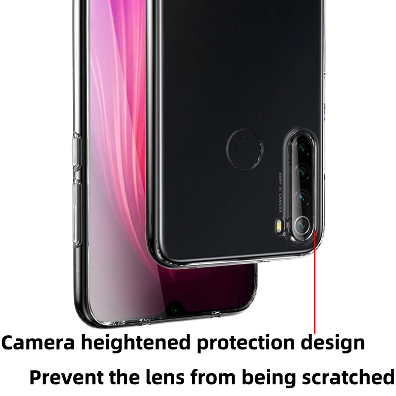 Прозрачный чехол для xiaomi redmi note 8 t, прозрачный чехол redmi note 8 t, мягкий силиконовый Ультратонкий чехол из ТПУ для задней панели