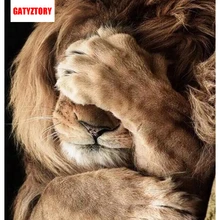 GATYZTORY, 3D алмазная живопись, полная квадратная дрель, сделай сам, домашний декор, ремесло, стразы, мозаика, Картина на холсте, фото, на заказ, сонный Лев