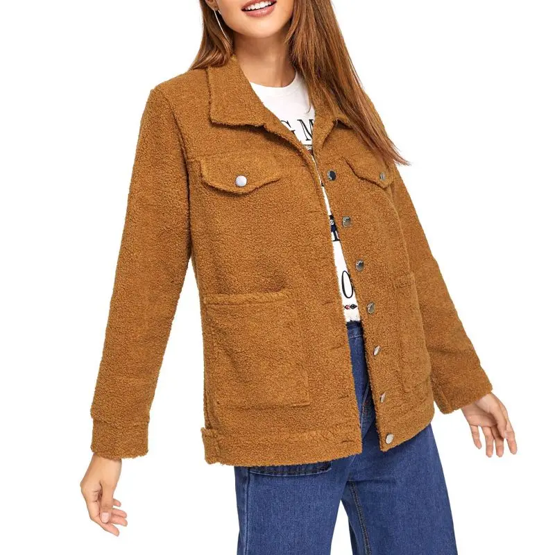

Women Turn-down Collar Jackets Winter Warm Soft Cashmere Wool Coat Loose Casual Solid Color Female Coats Streetwear Clothing
