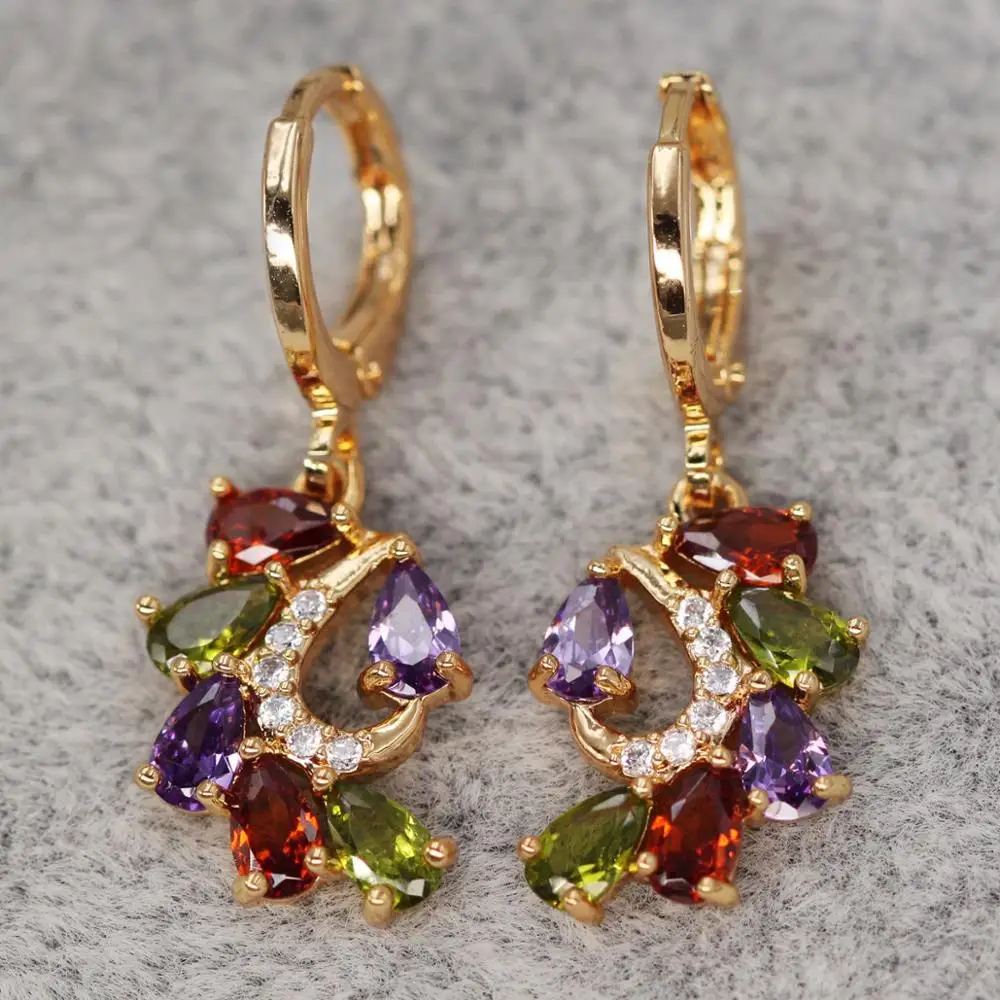 

Bohemia Drop Earrings for Women's earrings rainbow Color Earring With Waterdrop Zircon Luxury Jewelry for Wedding Party Gift