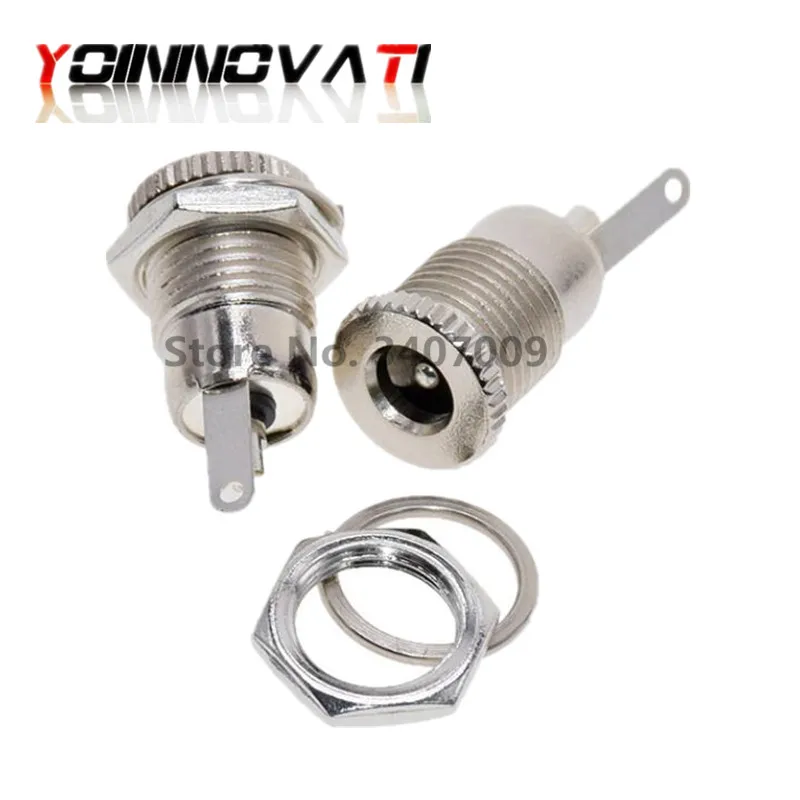 100PCS/LOT DC099 5.5 mm x 2.1mm DC Power Jack Socket Female Panel Mount Connector Metal DC-099 Open Hole 11MM | Обустройство дома