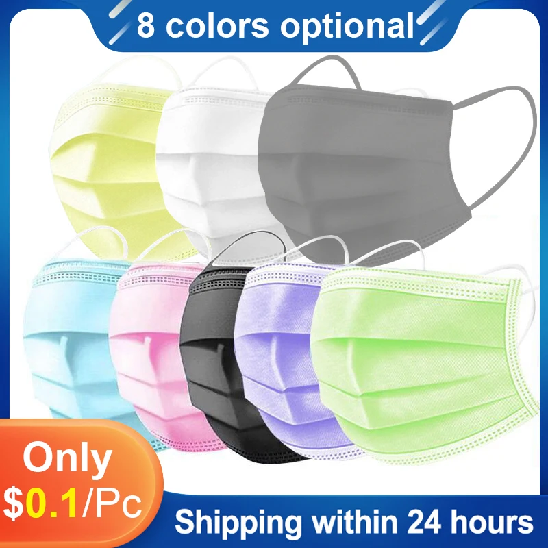 Colorful Surgical Mask Disposable 50/100/200Pcs Non woven 3 Layer Filter Medical Mask mouth Face mask Breathable Earloops Masks