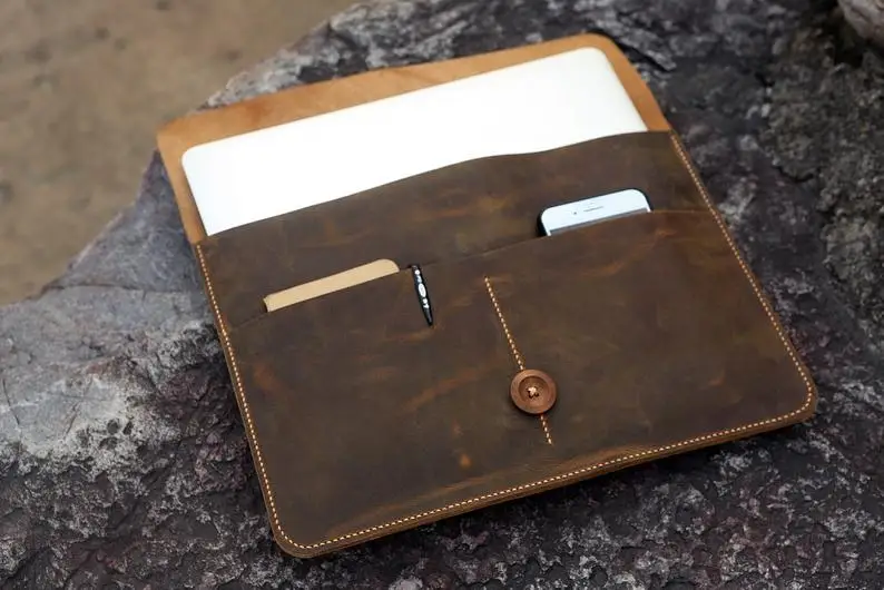 Vintage Genuine Leather Laptop Sleeve Case for New Laptop 1" / Air 11" 13" / Pro Retina Cover Bag MACX05C-N