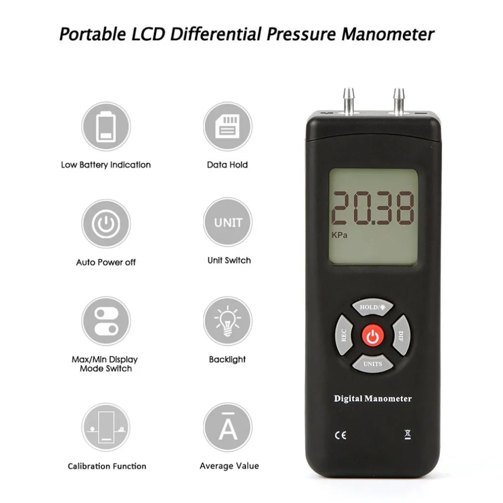 New Arrive TL-100 Digital Manometer Air Pressure Meter Handheld Pressure Gauges Handheld U-type Differential Pressure Meter