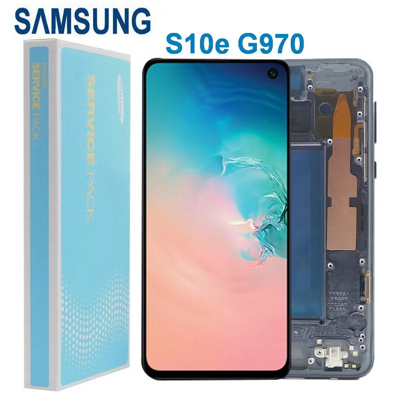 Original para Samsung Assembléia com Quadro Galaxy G970f - ds G970u G970w Sm-g9700 Display Touch Screen Digitador 100% Lcd S10e G970 1 touch screen digitador assembléia com quadro