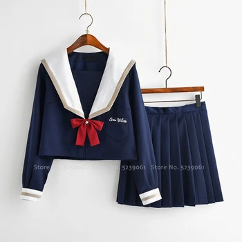 

Girls JK Suit High School Uniform Japanese Kawaii Navy Sailor Cosplay Costume Party Korean Academy Pleated Skirts Anime Clothing