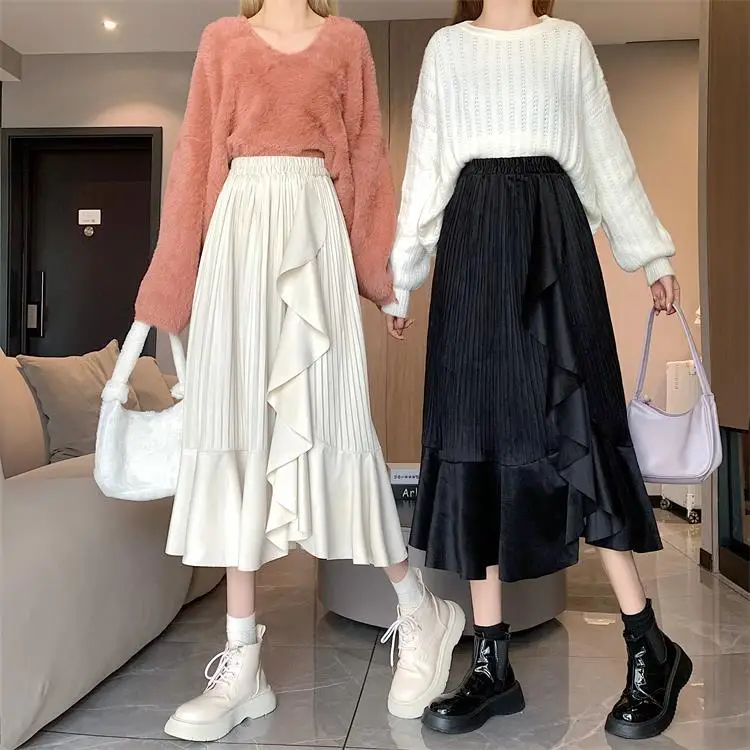 Ruffles Skirts Free Shipping Women Pleated Soft Tender Female High Waist Autumn Newest Clothes Students Daily Faldas Skirt tutu skirt