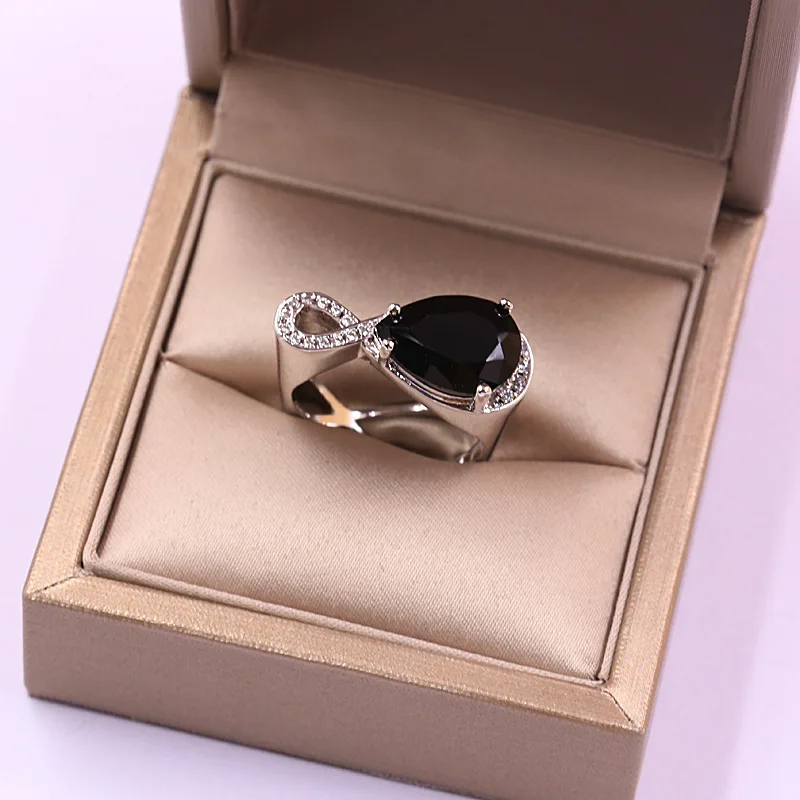 Женское уникальное геометрическое элегантное кольцо 8 формы из черного кубического циркония модное обручальное свадебное кольцо для женщин