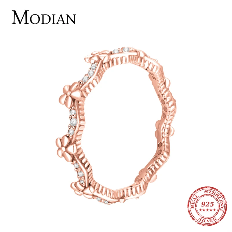 Modian, модное кольцо на палец, 3 цвета, цветок, 925 пробы, серебро, Штабелируемый, очаровательное кольцо для женщин, аксессуары, ювелирное изделие, подарок