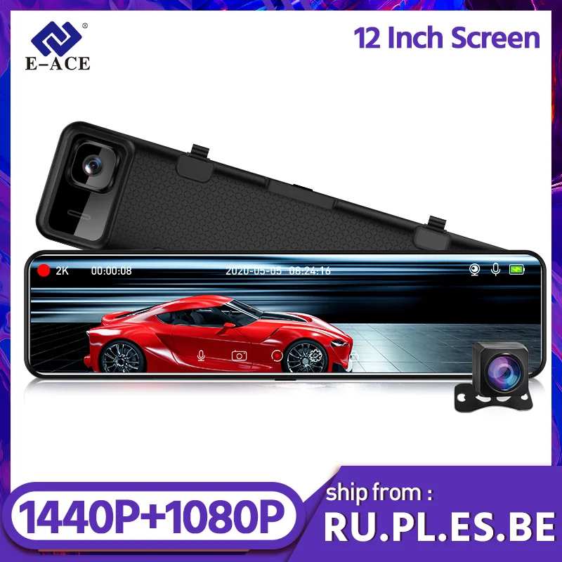 E ACE A45 2K Dashcam 12 дюймов потоковое медиа зеркало заднего вида 1440P FHD Автомобильный