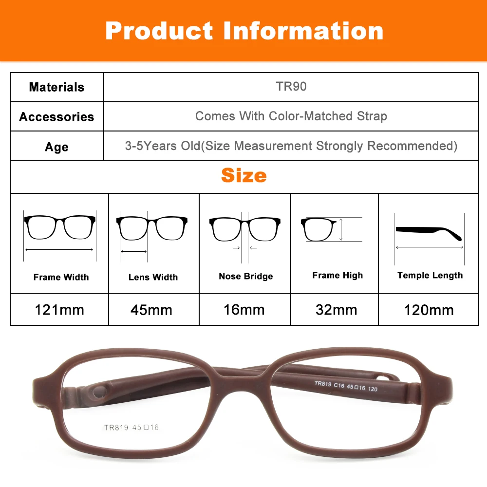 Flexible Kids Eyeglasses Frame Size 45/16 No Screw, TR90 Children Glasses, Unbreakable Safe Light Boys Girls Optical Glasses