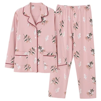 

100% Cotton Womens Pajamas Sets Long-sleeved Sleepwear Suit Halloween Gift Nightwear Fashion Pijamas Mujer Night Casual Homewear