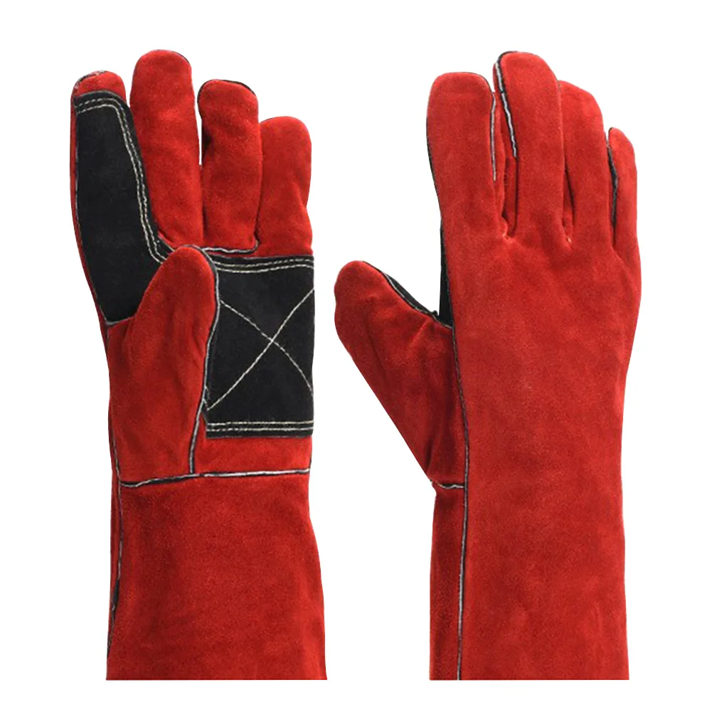 1 пара, искусственная кожа, анти-порезные, мягкие перчатки для сварки, для барбекю, противопожарные, рабочие, яловичный спилок, износостойкие, обрезка, безопасность, защита труда