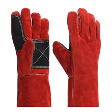 1 пара, искусственная кожа, анти-порезные, мягкие перчатки для сварки, для барбекю, противопожарные, рабочие, яловичный спилок, износостойкие, обрезка, безопасность, защита труда