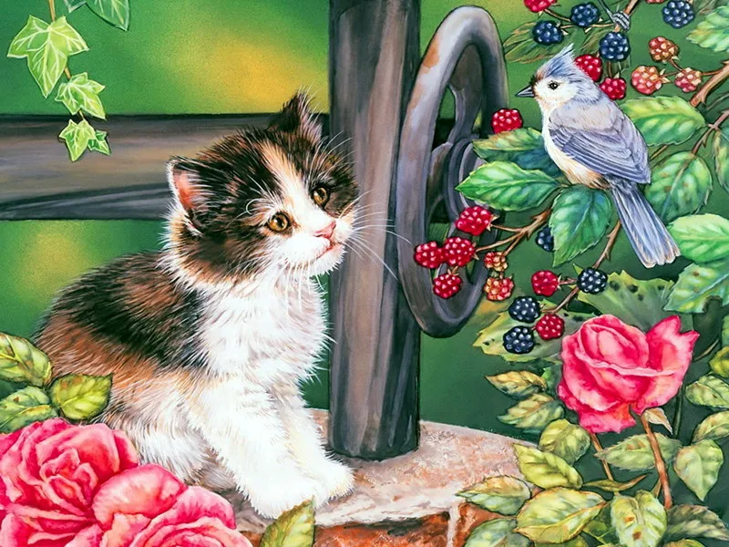 Новинка, ручная работа, кошка, 5D, сделай сам, алмазная живопись, вышивка крестиком, животное, полная круглая Алмазная вышивка, мозаика, Современное украшение для дома