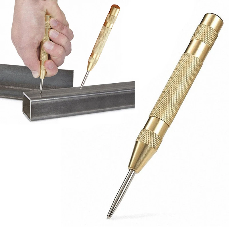 MYERZI Sharp Handy New 5 Automatic Center Pin Punch Spring Loaded Marking Starting Hole Tool Gold MYERZI Sharp Handy New 5 Automatic Center Pin Punch Spring Loaded Marking Starting Hole Tool Gold