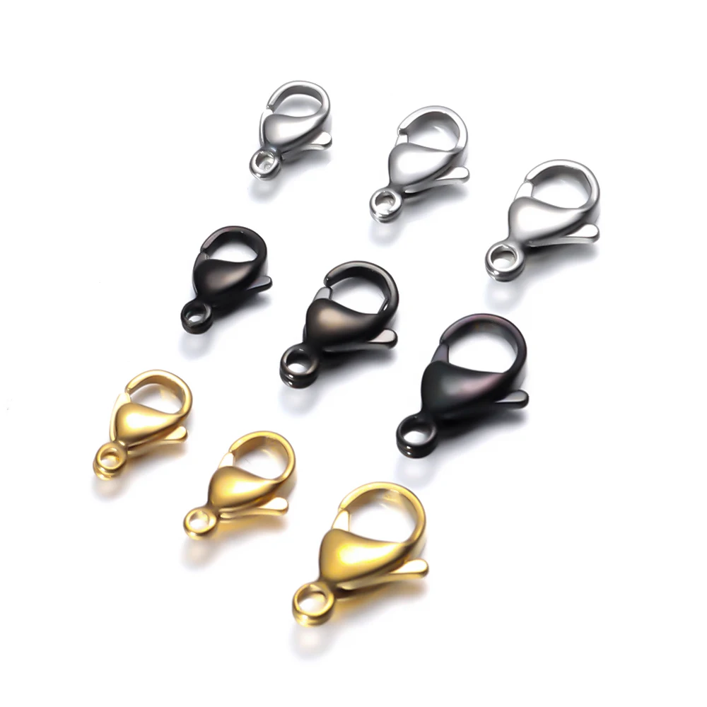 Semitree 25Pcs 스테인레스 스틸 골드 블랙 랍스터 걸쇠 쥬얼리 결과 DIY 목걸이 팔찌 액세서리 만들기 9/10/12/15MM