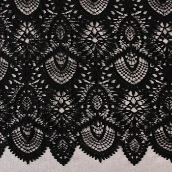 

Top Quality Black Guipure Lace Fabric African Lace Fabric Scallop Border Eyelash fabric For DIY Garment Handmade Sewing Skirt