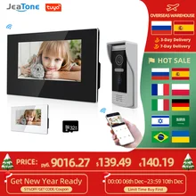 Jeatone – visiophone intelligent Tuya, 7 pouces, wi fi, IP, interphone vidéo pour la maison, moniteur de détection de mouvement, sonnette 720P/AHD 32G, blanc/noir