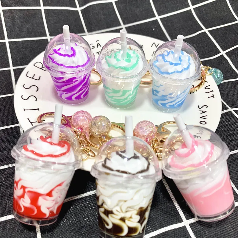 ZiccoWong Cartoon Acrylic Ice Cream Cupcake Keychain Key Ring For Women Girls Lovely chain Backpack Shoulder Bags Toys Gift | Украшения и
