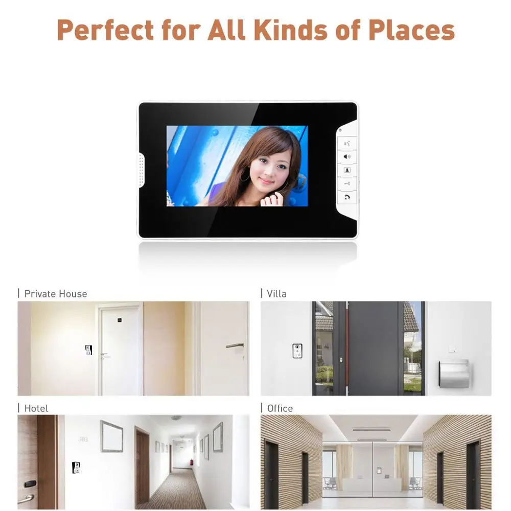 Video Door Intercom Entry System Kit Wired Video Doorbell Phone Rainproof Call Panel IR Camera for Home Villa Building Apartment