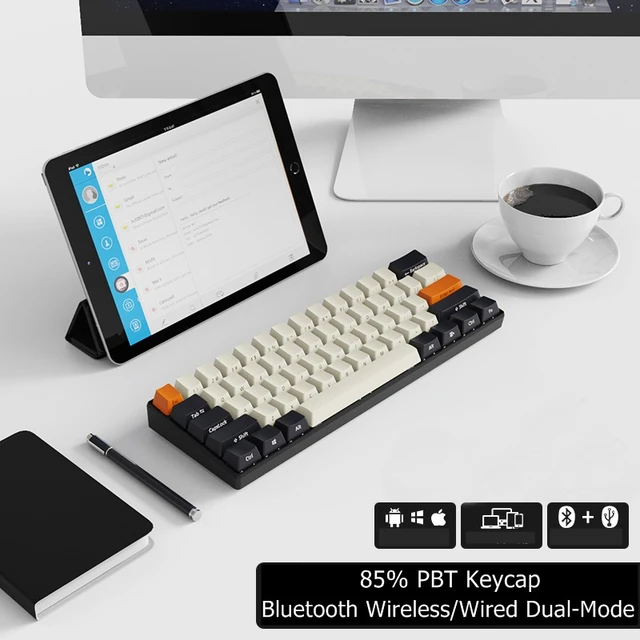 Teclado silencioso Ajazz DKS100, teclado de jogos DOUYU branco  retroiluminado com membrana de sensação mecânica, 104 teclas com fio para  escritório de jogos e digitação, Preto