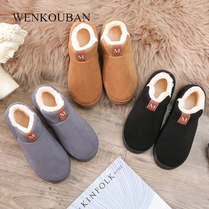 Zapatillas de cálidas para Mujer, chanclas peludas de felpa, zapatos planos de interior, par de Pantuflas de invierno|Zapatillas| - AliExpress