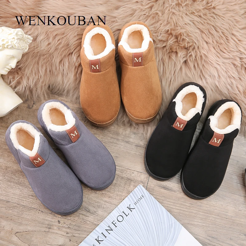 Zapatillas casa cálidas Mujer, chanclas de felpa, zapatos planos de interior, par de Pantuflas de invierno|Zapatillas| - AliExpress