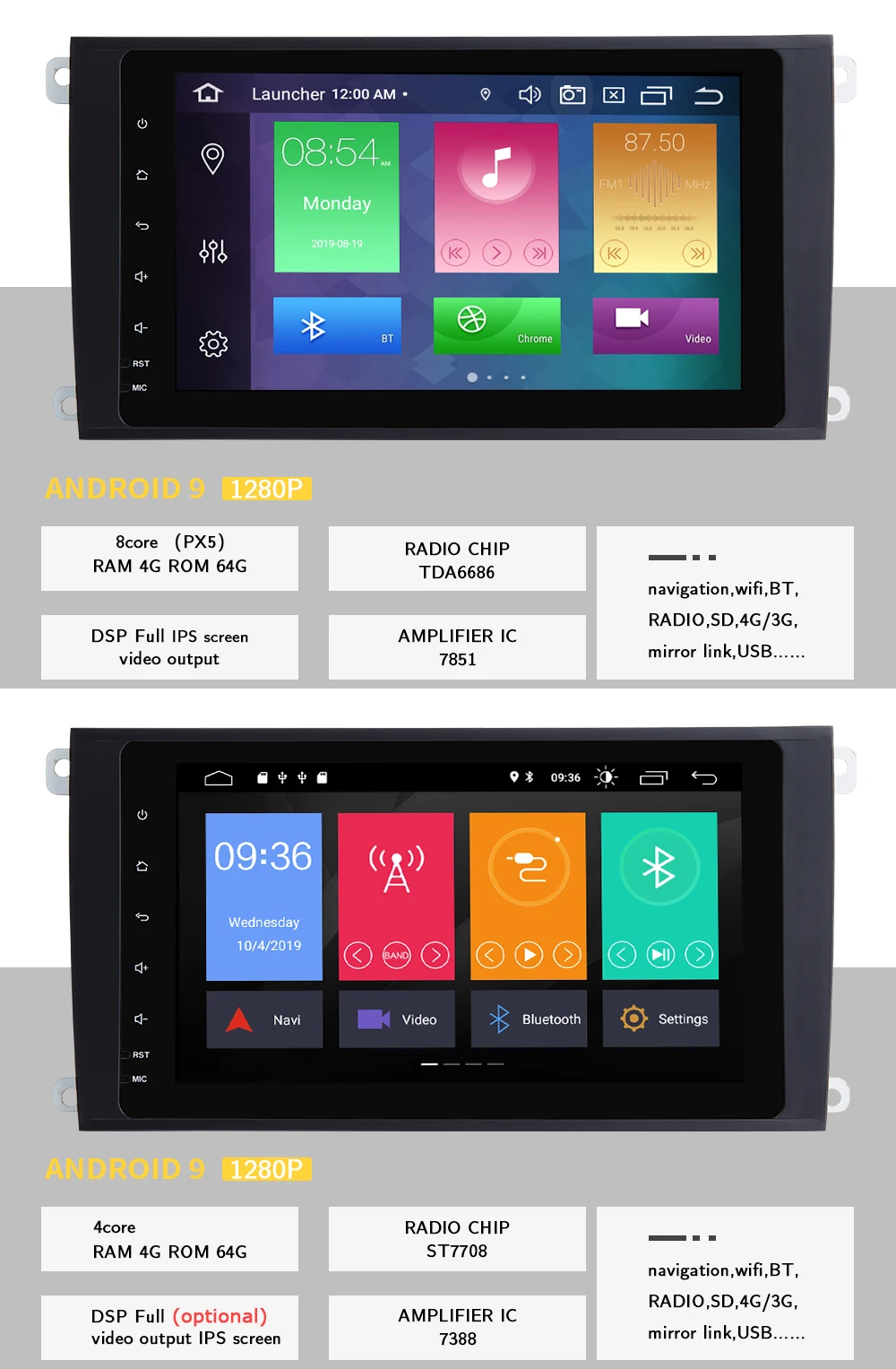 Ips DSP 4 Гб 2Din Android 9,0 автомобильный мультимедийный плеер для Porsche Cayenne S GTS 2002-2009 gps радиоаудио стерео навигационная головка